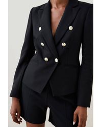 Karen Millen - Forever Tailored Button Military Blazer - Lyst