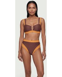Karen Millen - Contrast Trim High Cut Bikini Bottom - Lyst