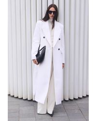 Karen Millen - Brushed Wool Oversized Double Breasted Tailored Maxi Coat - Lyst