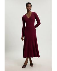 Karen Millen - Knit Pointelle Stitch Detail Midi Dress - Lyst