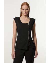 Karen Millen - Tailored Viscose Zip Through Multi Stitch Waistcoat - Lyst