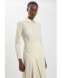 Karen Millen - Petite Tailored Pinstripe Collared Maxi Dress - Lyst