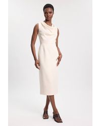 Karen Millen - Tencel Blend Tailored Cowl Neck Midi Dress - Lyst