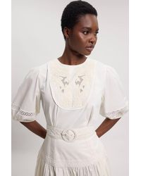 Karen Millen - Poplin Belted Midi Dress - Lyst