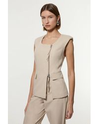 Karen Millen - Tailored Viscose Zip Through Multi Stitch Waistcoat - Lyst