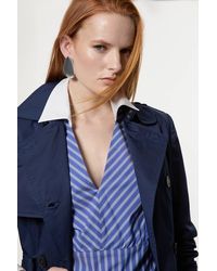 Karen Millen - Contrast Cuff And Collar Tailored Stripe Shirt - Lyst