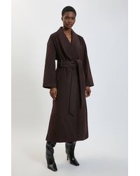 Karen Millen - Brushed Wool Belted Wrap Tailored Maxi Coat - Lyst
