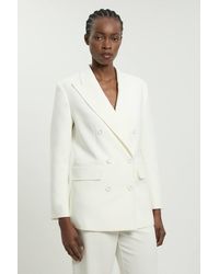 Karen Millen - Petite Tailored Double Breasted Ruched Sleeve Blazer - Lyst