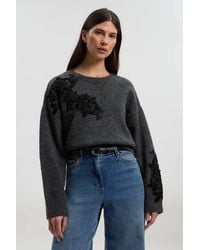 Karen Millen - Lace Embellished Cosy Jumper - Lyst