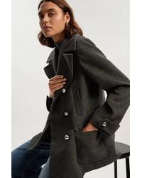 Karen Millen - Brushed Wool Check Pocket Tailored Short Coat - Lyst