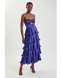 Karen Millen - Pleated Tiered Maxi Dress - Lyst