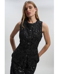 Karen Millen - Sequin Denim Waistcoat - Lyst