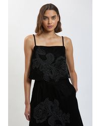 Karen Millen - Velvet Cutwork Co-Ord Cami Top - Lyst