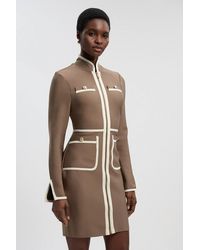 Karen Millen - Figure Form Bandage Knit Piping Detail Military Mini Dress - Lyst
