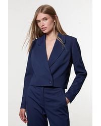 Karen Millen - Digital Ophelia Polished Tailored Cowl Back Single Breasted Blazer - Lyst