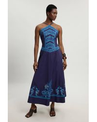 Karen Millen - Embroidered Detail Halterneck Dress - Lyst