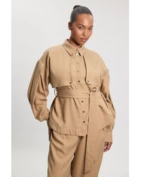 Karen Millen - Plus Size Cupro Utility Twill Woven Shirt - Lyst