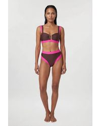 Karen Millen - Contrast Trim High Cut Bikini Bottom - Lyst