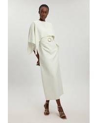 Karen Millen - Compact Viscose Asymmetric Cape Maxi Dress - Lyst
