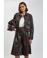 Karen Millen - Faux Leather Tab Detail Bomber Jacket - Lyst