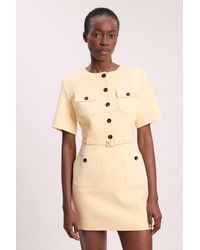 Karen Millen - Compact Stretch Button Detail Mini Dress - Lyst