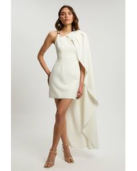 Karen Millen - Compact Viscose Asymmetric Detail Mini Dress - Lyst