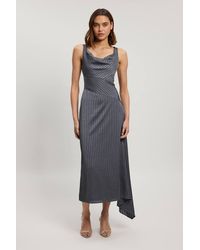 Karen Millen - Petite Hammered Satin With Cowl Neck Strappy Woven Maxi Dress - Lyst