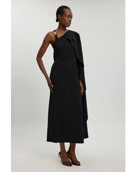 Karen Millen - Compact Viscose Asymmetric Detail Maxi Dress - Lyst