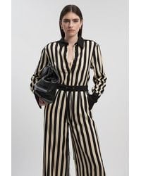 Karen Millen - Fluid Stripe Cotton Mix Woven Shirt - Lyst