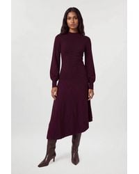 Karen Millen - Wool Look Rib Detail Long Sleeve Knitted Dress - Lyst