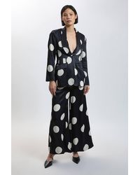 Karen Millen - Petite Tailored Satin Printed Polka Dot Trouser - Lyst