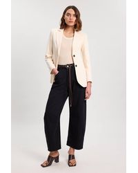 Karen Millen - Denim Belted Barrel Leg Jeans - Lyst