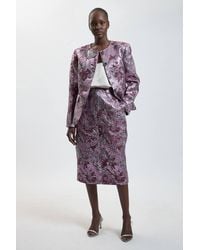 Karen Millen - Tailored Jacquard Pencil Midi Skirt - Lyst