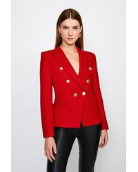 Karen Millen Tailobutton Military Blazer - Red