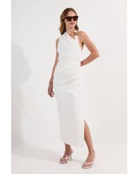 Karen Millen - Polished Tailored Asymmetric Back Midi Dress - Lyst