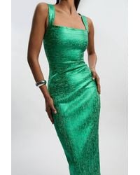 Karen Millen - Foil Metallic Figure Form Bandage Strappy Knit Maxi Dress - Lyst