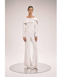 Karen Millen - Compact Stretch Satin Side Tailored Straight Leg Trouser - Lyst