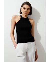 Karen Millen - Viscose Blend Rib Knit Racer Vest Top - Lyst