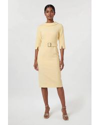 Karen Millen - Tailored Roll Neck Pencil Midi Dress - Lyst