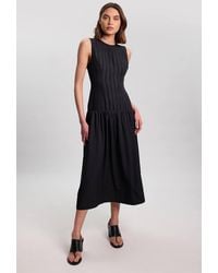Karen Millen - Textured Drop Waist Woven Midi Dress - Lyst