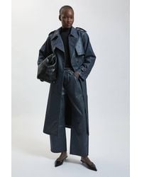 Karen Millen - Metallic Denim Coated Trench - Lyst