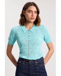 Karen Millen - Knitted Argyle Collar Top - Lyst