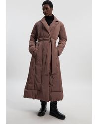 Karen Millen - Clean Padded Belted Midi Coat - Lyst