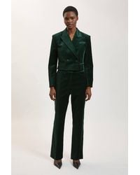 Karen Millen - Harper's Bazaar Velvet And Satin Mix Slim Leg Trouser - Lyst