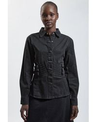 Karen Millen - Denim Corset Top Detail Shirt - Lyst