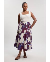 Karen Millen - Plus Size Graphic Cotton Sateen Woven Skirt - Lyst
