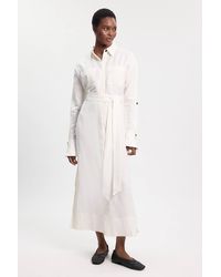 Karen Millen - Viscose Linen Woven Belted Shirt Dress - Lyst