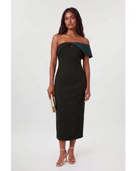 Karen Millen - Asymmetric Bardot Tailored Mid Pencil Dress - Lyst
