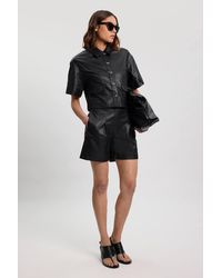 Karen Millen - Faux Leather City Shorts - Lyst