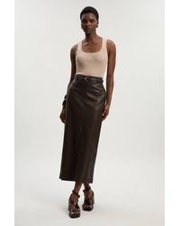 Karen Millen - Faux Leather Tailored Midi Pencil Skirt - Lyst